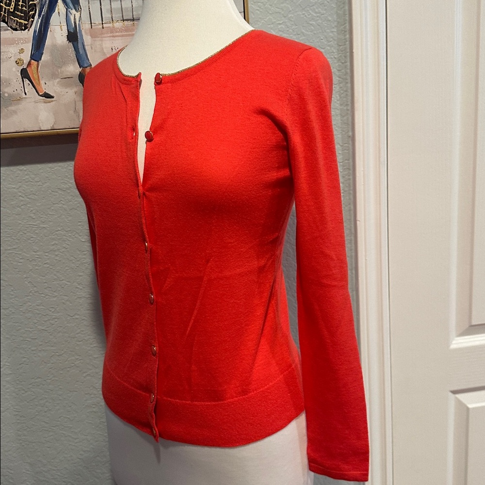 Banana Republic Sz XS Vibrant Coral Cardigan • NWT! - Picture 4 of 9